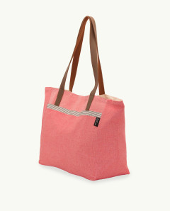 Bolso Playa Natte Asa Cuero de Algodón Fouta | Ma'Cuca
