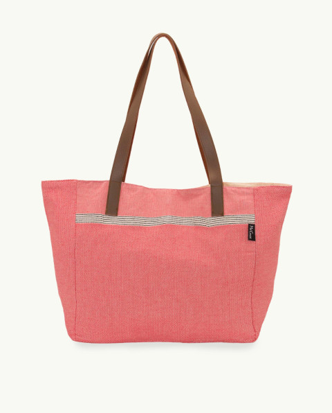 Bolso Playa Natte Asa Cuero de Algodón Fouta | Ma'Cuca