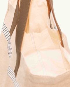 Bolso Playa Natte Asa Cuero de Algodón Fouta | Ma'Cuca