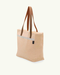Bolso Playa Natte Asa Cuero de Algodón Fouta | Ma'Cuca