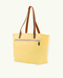 Bolso Playa Natte Asa Cuero de Algodón Fouta | Ma'Cuca