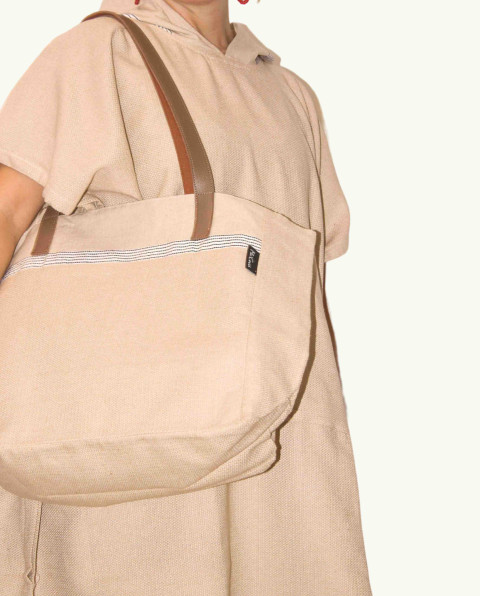Bolso Playa Natte Asa Cuero con Botón | Ma'Cuca