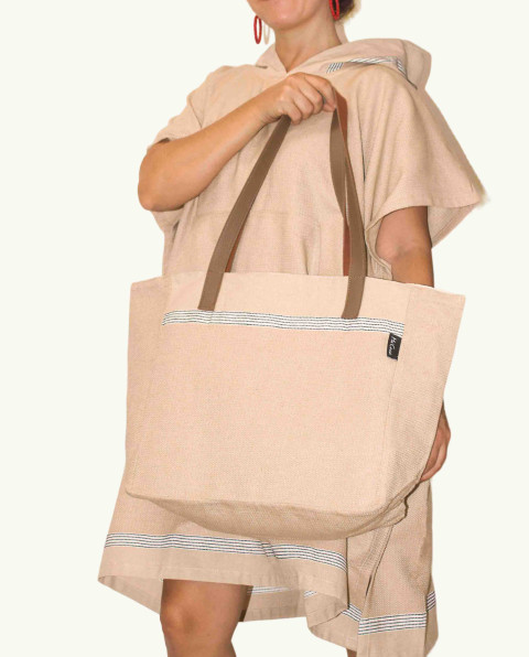 Bolso Playa Natte Asa Cuero con Botón | Ma'Cuca