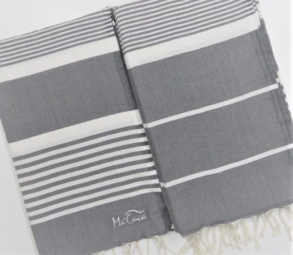 Toalla versátil Arthur 2,5x1,5m. — Color: Gris oscuro | Blanco