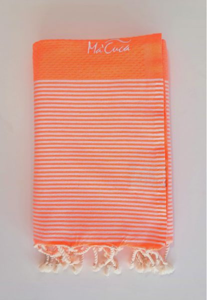 Toalla de playa Zante 2x1m. — Color: Naranja fluor | Blanco