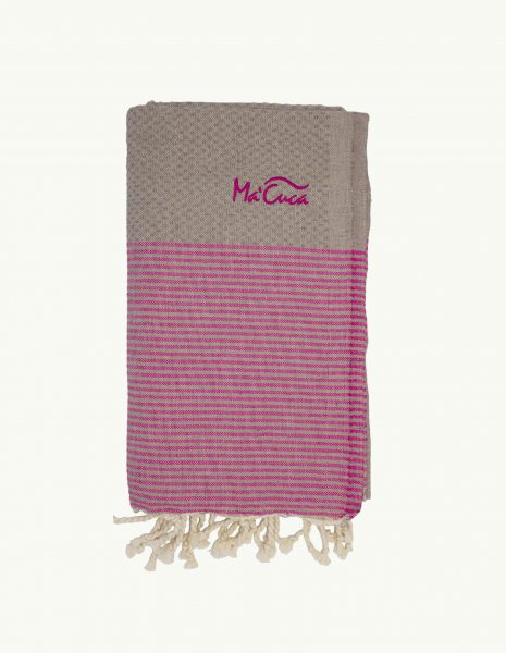Toalla de playa Zante 2x1m. — Color: Taupe | Fucsia