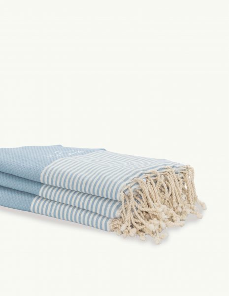 Toalla de playa Zante 2x1m. — Color: Celeste | Blanco