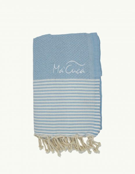Toalla de playa Zante 2x1m. — Color: Celeste | Blanco