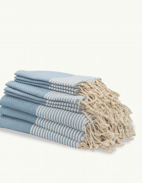 Toalla de playa Zante 2x1m. — Color: Celeste | Blanco