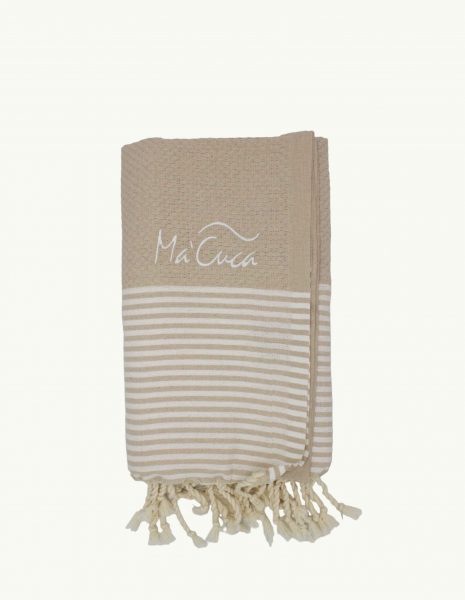 Toalla de playa Zante 2x1m. — Color: Beige | Blanco
