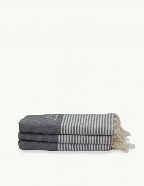 Toalla de playa Zante 2x1m. — Color: Gris oscuro | Blanco