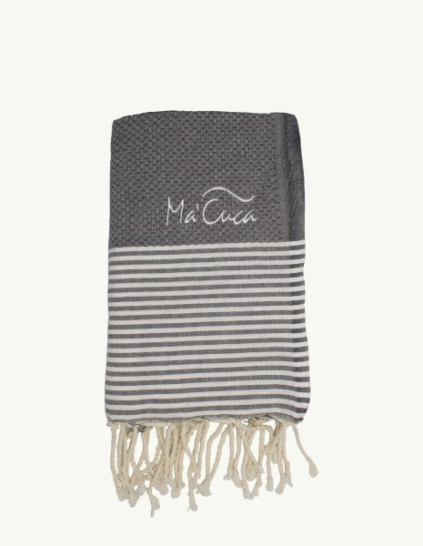 Toalla de playa Zante 2x1m. — Color: Gris oscuro | Blanco
