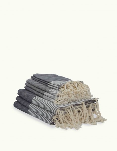 Toalla de playa Zante 2x1m. — Color: Gris oscuro | Blanco
