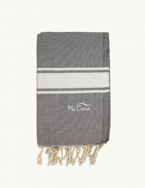Toalla de playa Corfu 2x1m. — Color: Gris oscuro | Blanco
