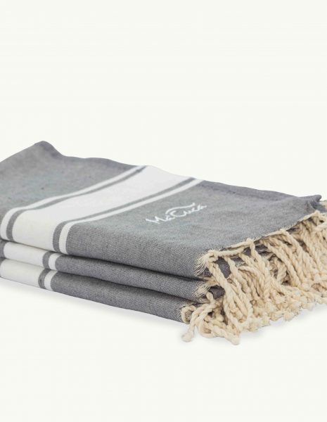 Toalla de playa Corfu 2x1m. — Color: Gris oscuro | Blanco