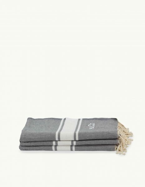 Toalla de playa Corfu 2x1m. — Color: Gris oscuro | Blanco
