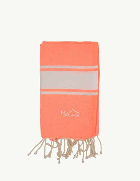 Toalla de playa Corfu 2x1m. — Color: Naranja fluor | Blanco