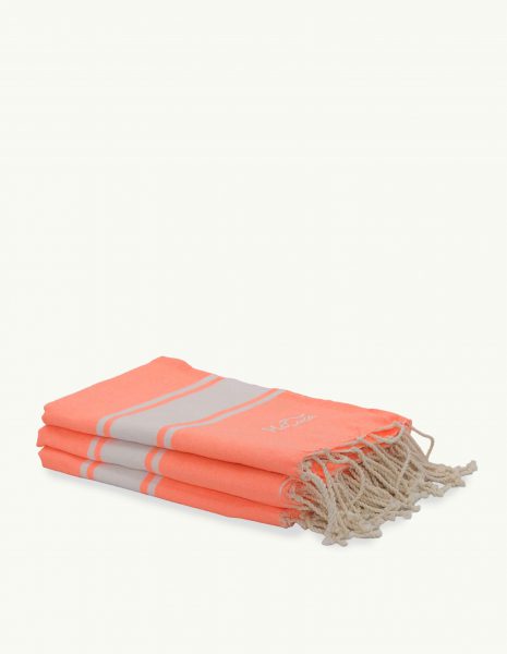 Toalla de playa Corfu 2x1m. — Color: Naranja fluor | Blanco