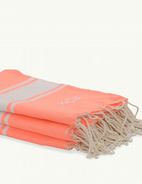 Toalla de playa Corfu 2x1m. — Color: Naranja fluor | Blanco