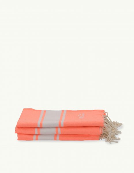 Toalla de playa Corfu 2x1m. — Color: Naranja fluor | Blanco