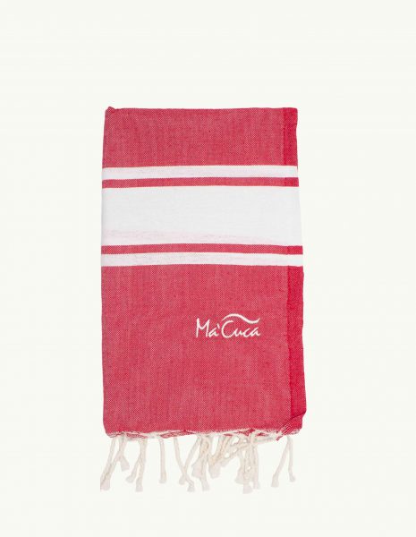 Toalla de playa Corfu 2x1m. — Color: Rojo | Blanco
