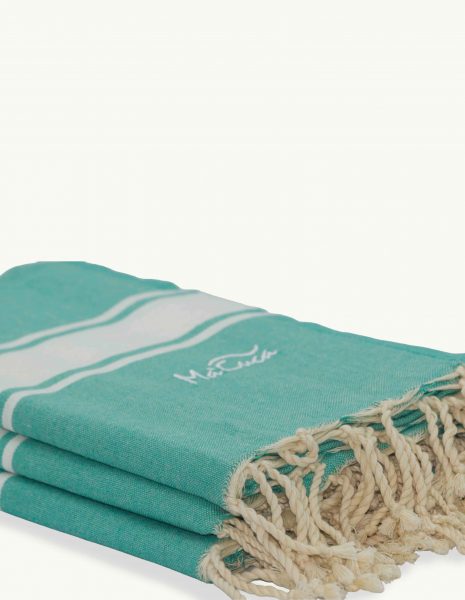 Toalla de playa Corfu 2x1m. — Color: Esmeralda | Blanco