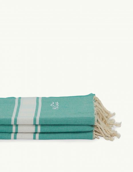 Toalla de playa Corfu 2x1m. — Color: Esmeralda | Blanco