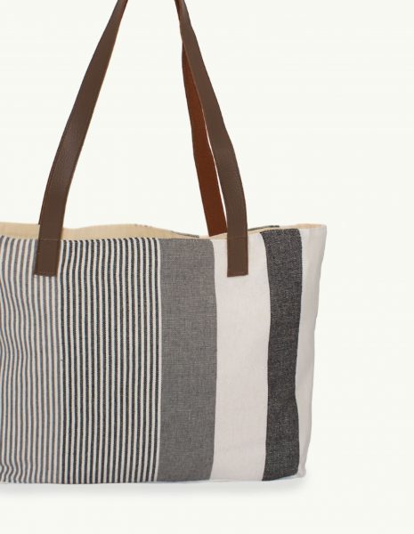Bolso asa cuero Medina botón — Color: Negro | Gris
