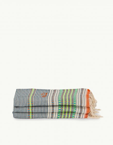 Toalla playa Berber 2x1m. — Color: Azul Petroleo|Naranja