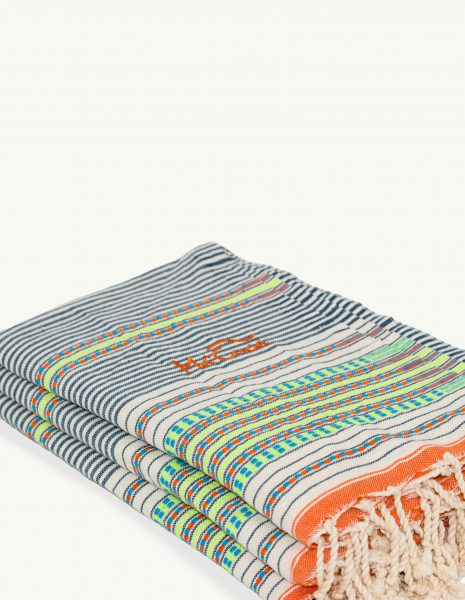 Toalla playa Berber 2x1m. — Color: Azul Petroleo|Naranja