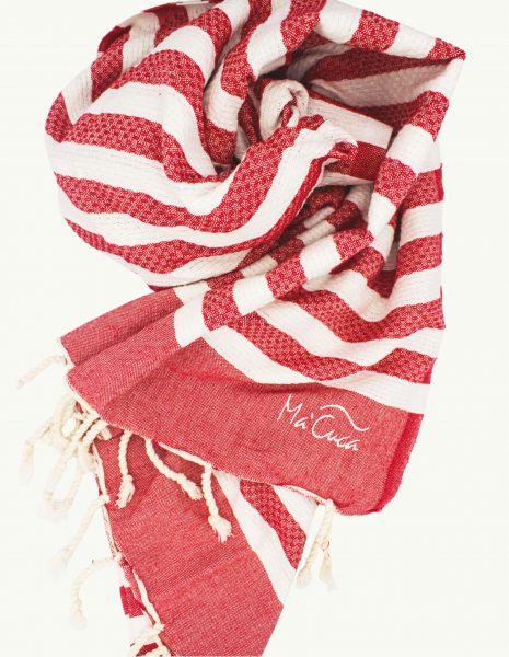 Toalla Marinera 2x1m. — Color: Rojo | Blanco