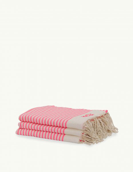 Toalla de playa Marinera 2x1m. — Color: Crudo | Rosa fluor