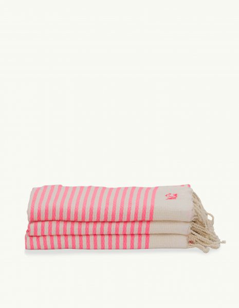 Toalla de playa Marinera 2x1m. — Color: Crudo | Rosa fluor