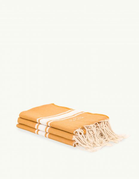 Toalla de playa Corfu 2x1m. — Color: Mostaza | Blanco