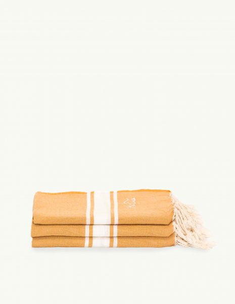Toalla de playa Corfu 2x1m. — Color: Mostaza | Blanco