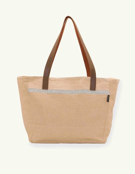 Bolso asa cuero Natte  botón — Color: Arena