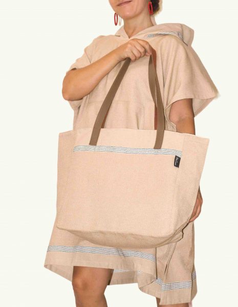 Bolso asa cuero Natte  botón — Color: Arena
