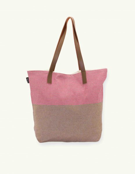 Bolso asa cuero Zante cremallera — Color: Taupe | Fucsia