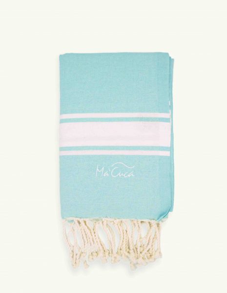 Toalla de playa Corfu 2x1m. — Color: Verde aguamarina | Blanco