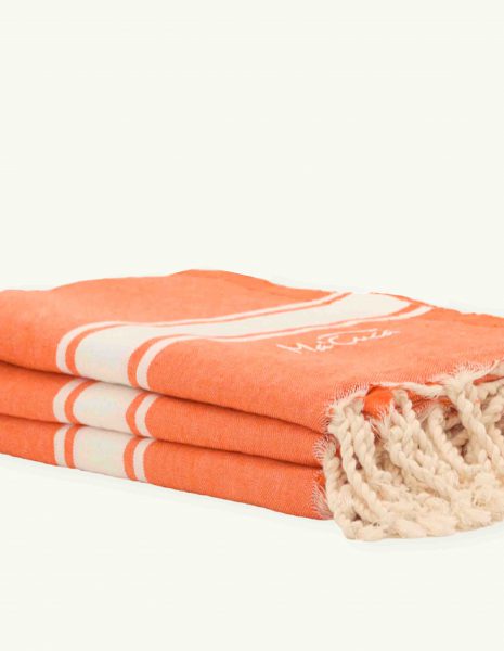 Toalla de playa Corfu 2x1m. — Color: Naranja | Blanco