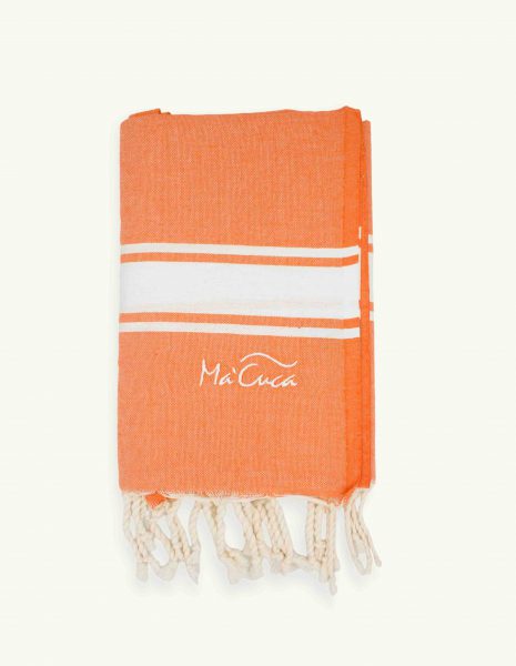 Toalla de playa Corfu 2x1m. — Color: Naranja | Blanco