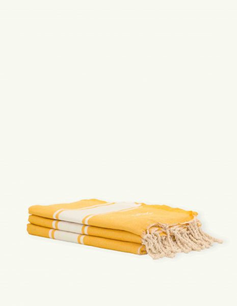 Toalla de playa Corfu 2x1m. — Color: Amarillo | Blanco