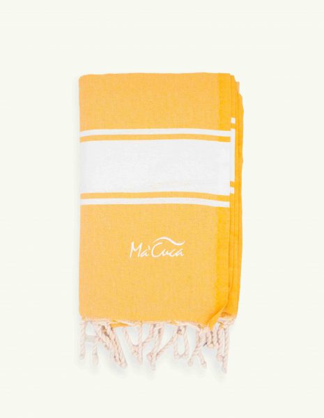 Toalla de playa Corfu 2x1m. — Color: Amarillo | Blanco