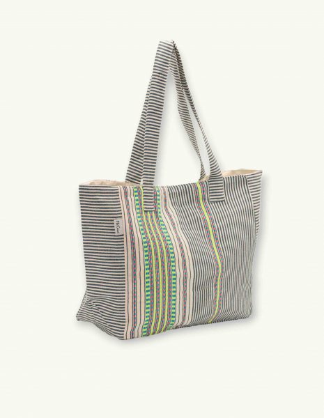 Bolso playa Berber cremallera — Color: Azul Petroleo|Naranja