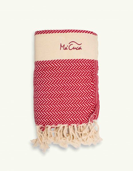 Fouta Oslo 2x1m. — Color: Rojo | Crudo