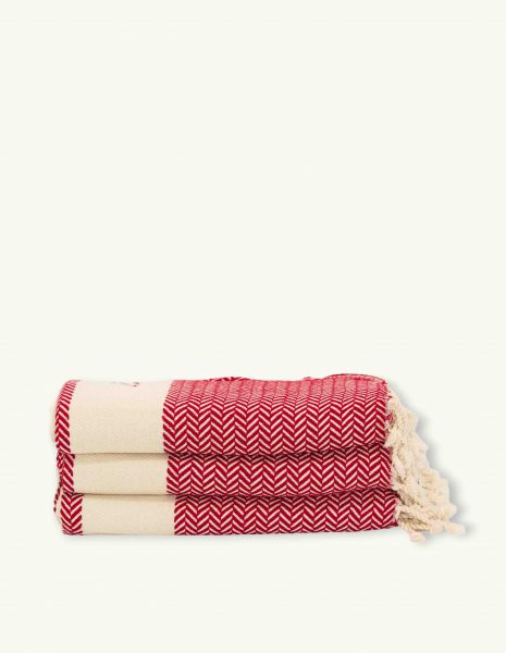 Fouta Oslo 2x1m. — Color: Rojo | Crudo