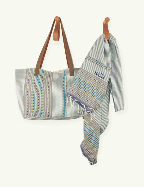 Bolso asa cuero Berber botón — Color: Verde agua| Azul