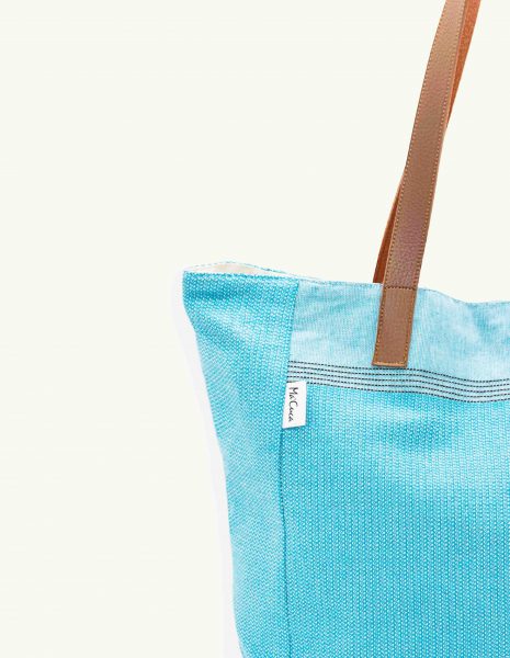 Bolso asa cuero Natte  botón — Color: Azul turquesa