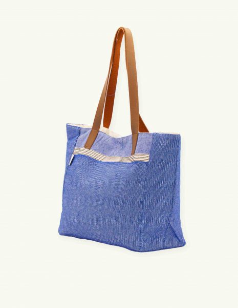 Bolso asa cuero Natte  botón — Color: Azul Rey