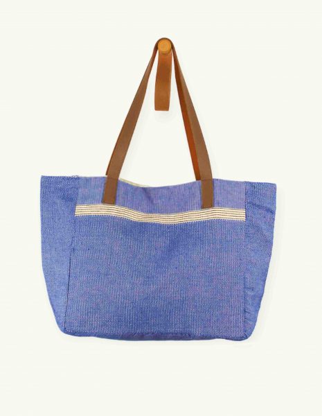 Bolso asa cuero Natte  botón — Color: Azul Rey